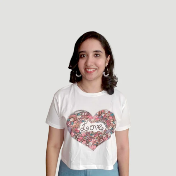 Love Heart Women’s Crop Top-Art Printed Crop Top 40