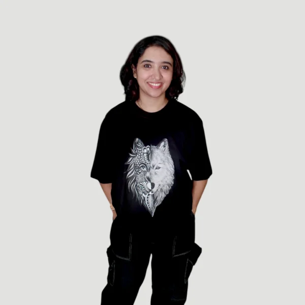 Wolf Oversized Tshirt -Original Art Printed Tshirt 35 ( Unisex )