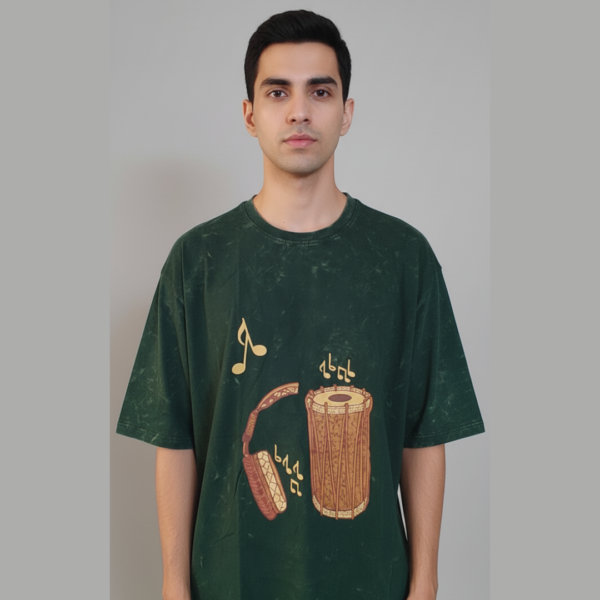 Chenda fusion  Acid Wash – Oversized Art Printed T-Shirt (Unisex)