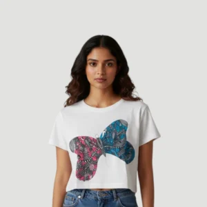 Butterfly doodle Women’s Crop Top – Art Printed Crop Top53